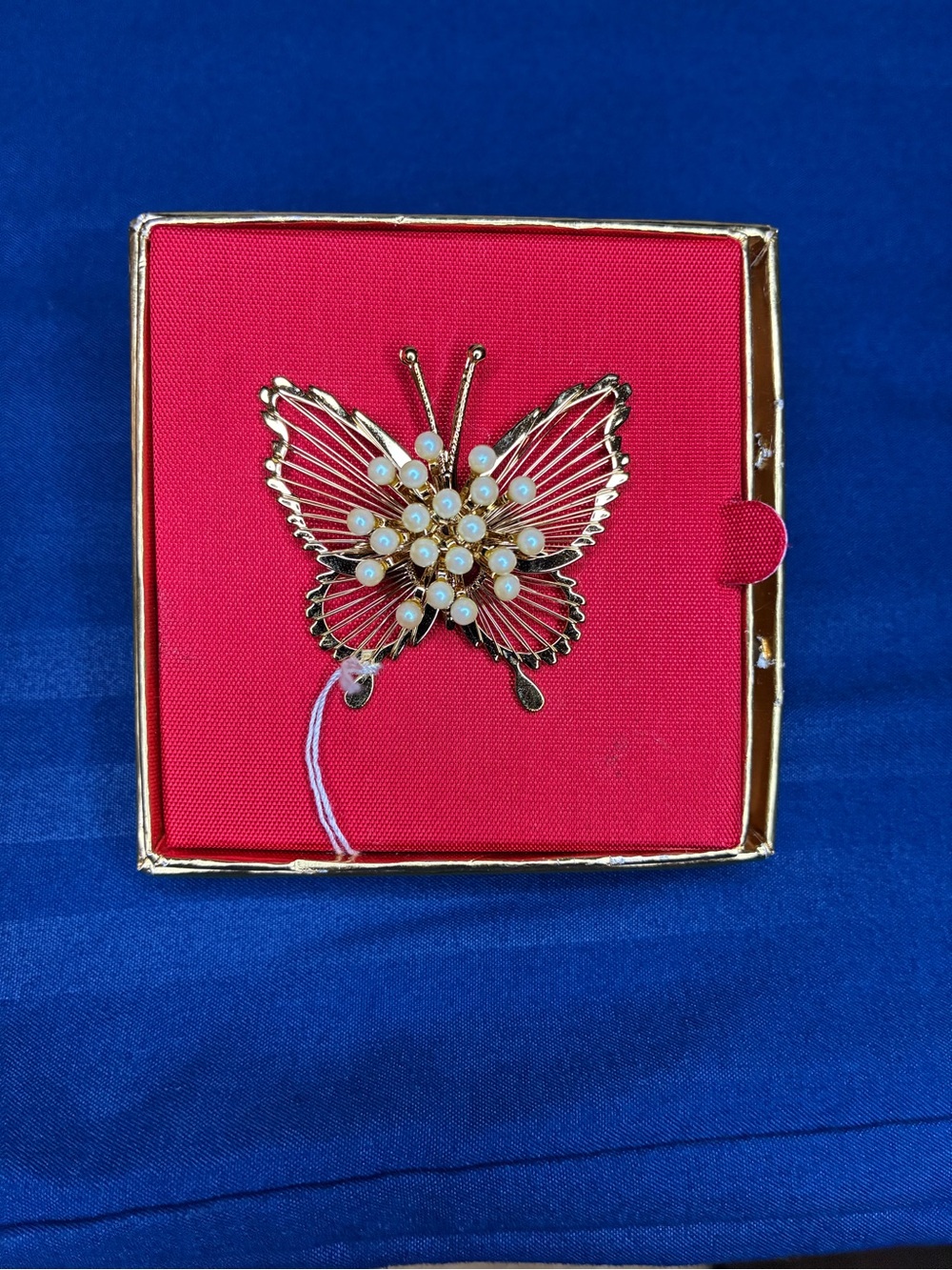 Vintage Monet Brooch Gold Butterfly Pearl Accent Brooch - Women's Jewelry